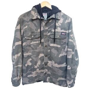 Dickies Camo Hooded Jacket Mens Small Quilted Lined Workwear Camouflage Coat